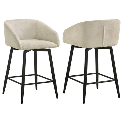 Rainer Fabric Upholstered Swivel Counter Height Chair Cream (Set of 2)