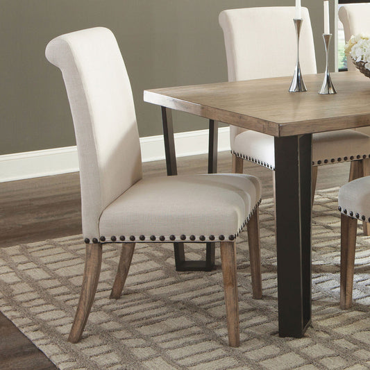 Silla de comedor Salem tapizada en tela beige (juego de 2)