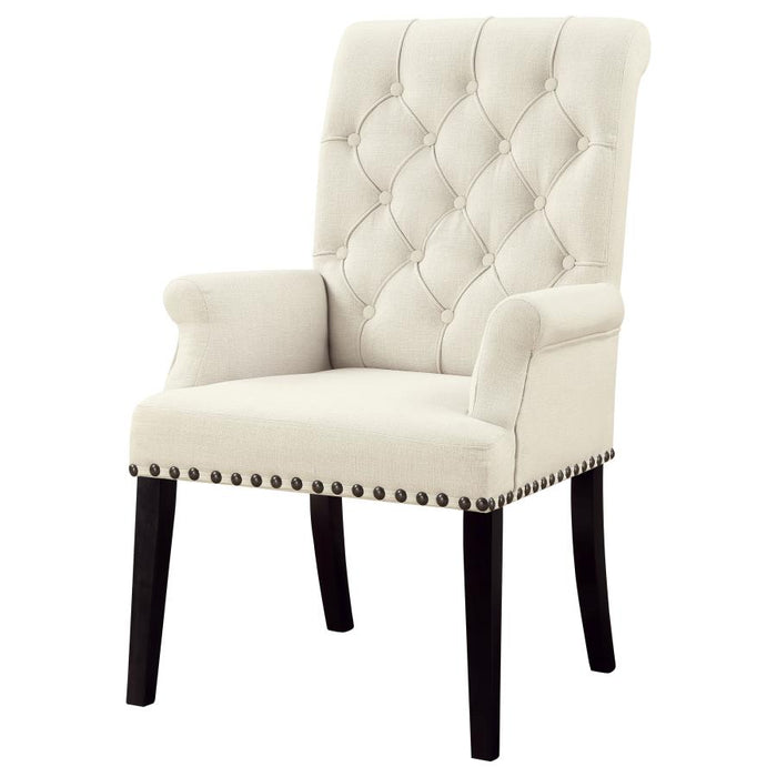 Alana Tufted Back Upholstered Arm Chair Beige