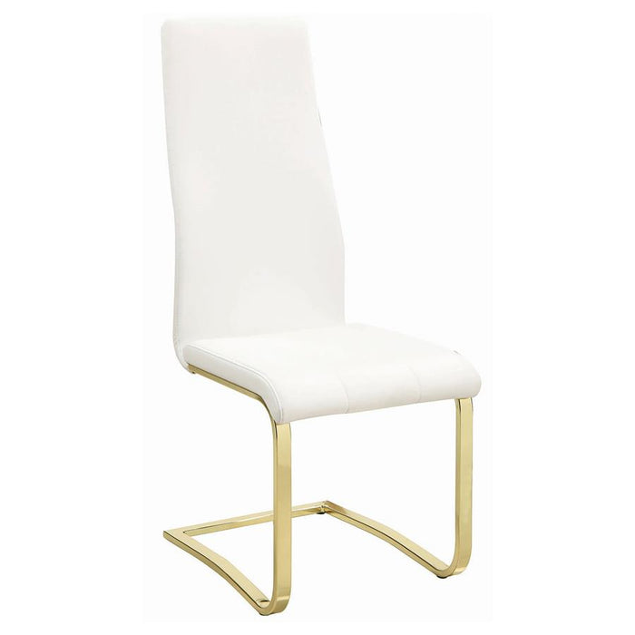 Montclair Side Chair White and Rustic Brass