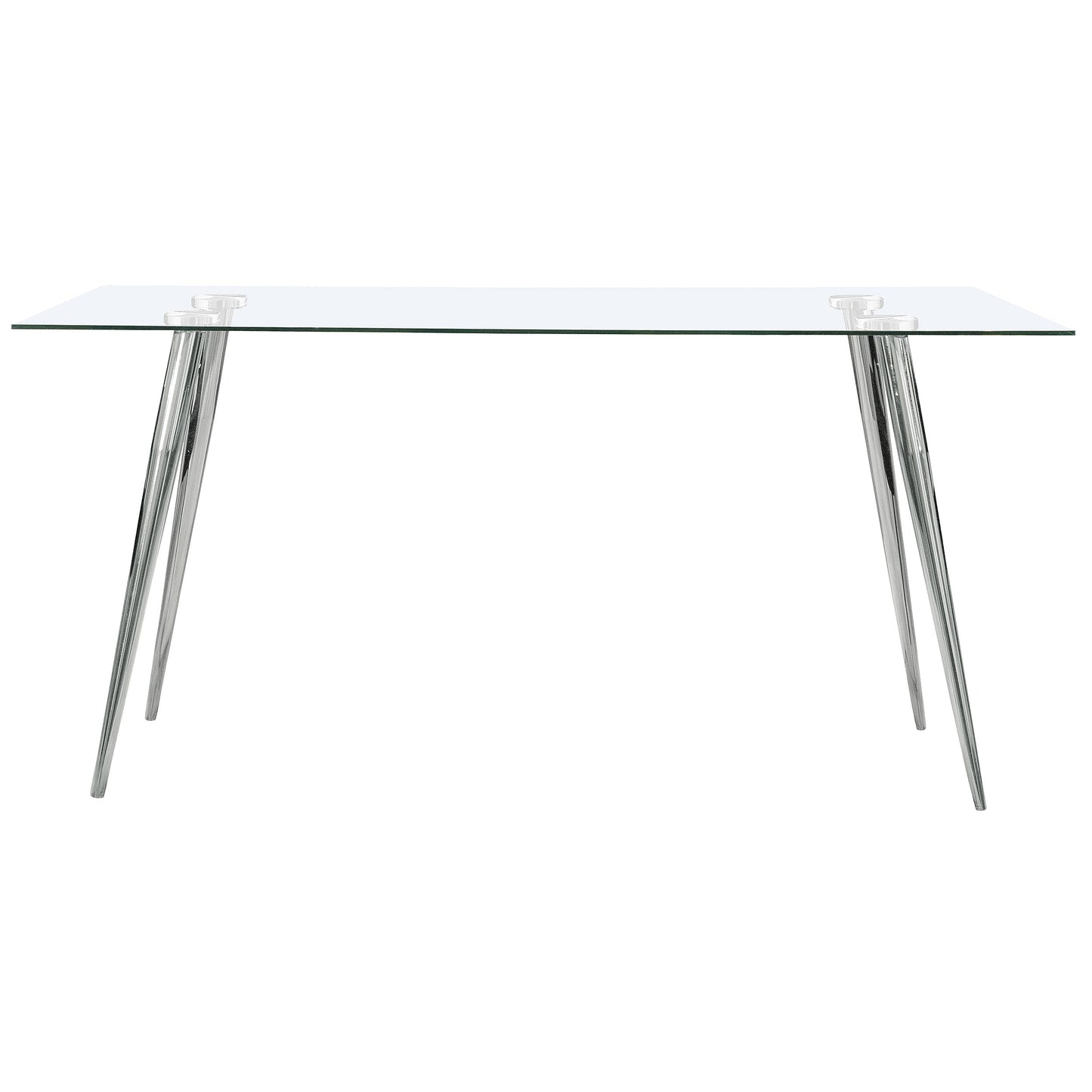 Mesa de comedor rectangular Gilman de 64 pulgadas con tapa de vidrio cromada