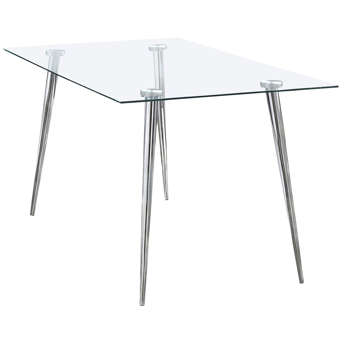Mesa de comedor rectangular Gilman de 64 pulgadas con tapa de vidrio cromada