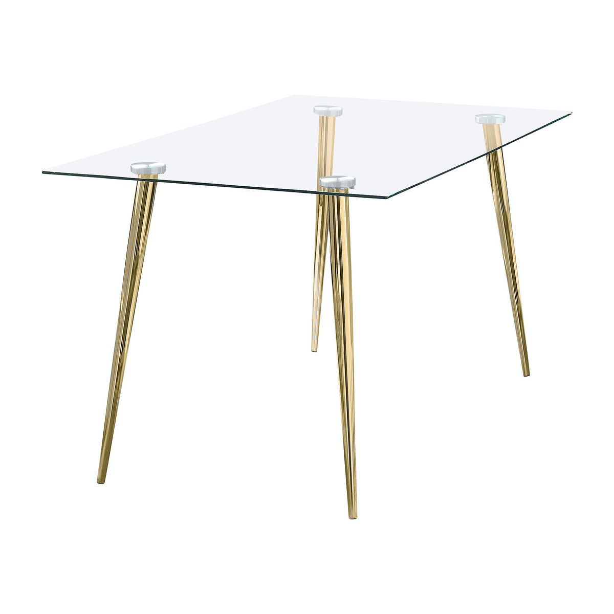 Mesa de comedor rectangular Gilman de 64 pulgadas con tapa de vidrio cromada