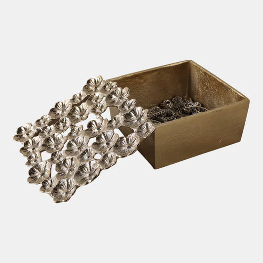 Flower Cut-out Metal Box Decor