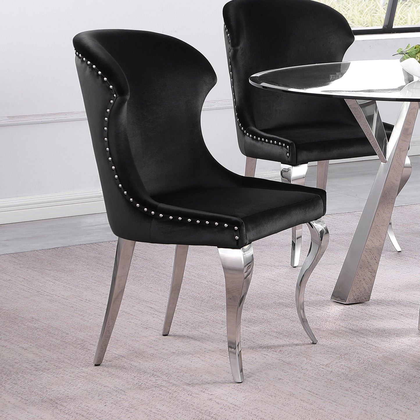 Silla de comedor Cheyanne tapizada en negro (juego de 2)