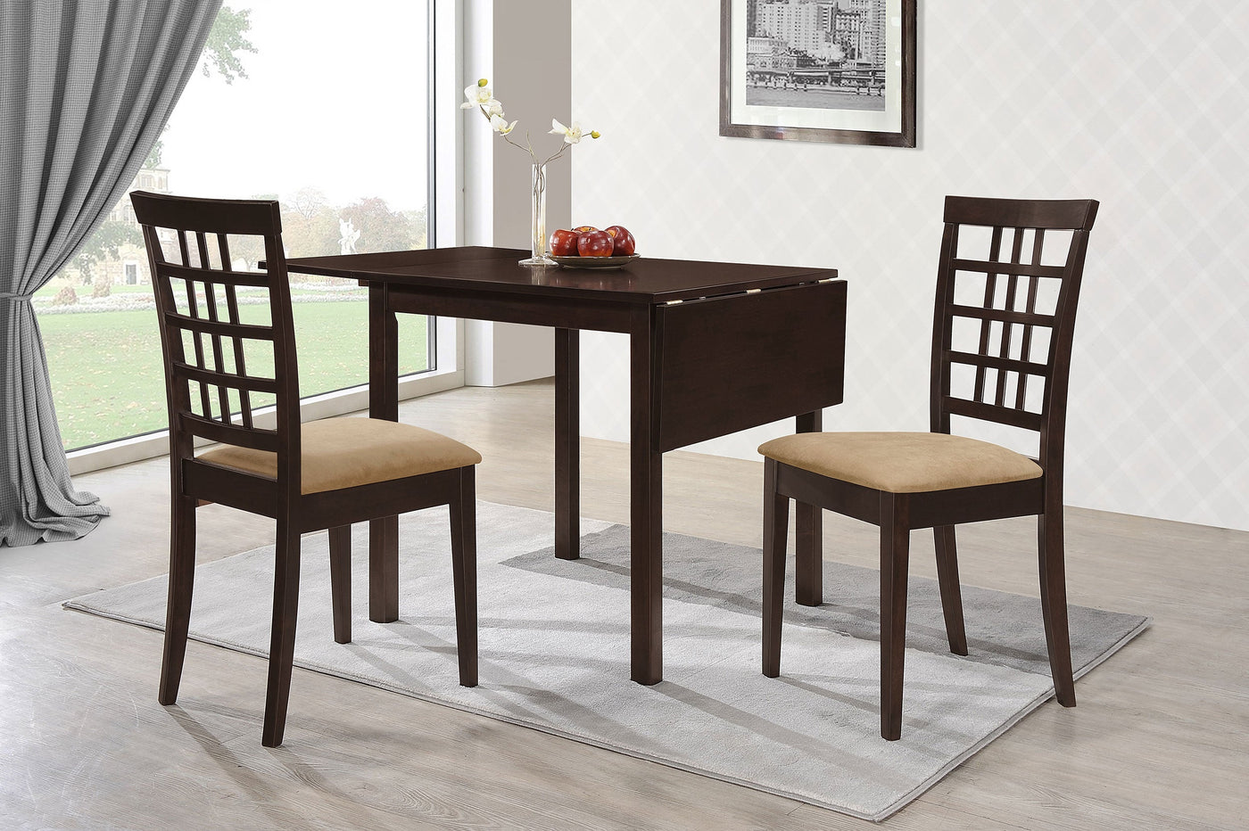 Juego de mesa de comedor abatible Kelso en color capuchino y tostado