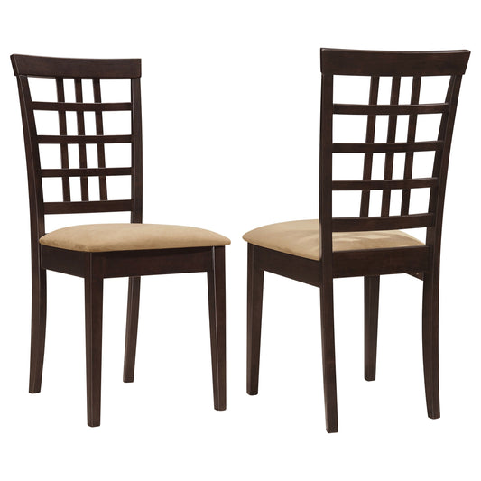 Silla de comedor auxiliar Kelso con respaldo enrejado, color capuchino (juego de 2)
