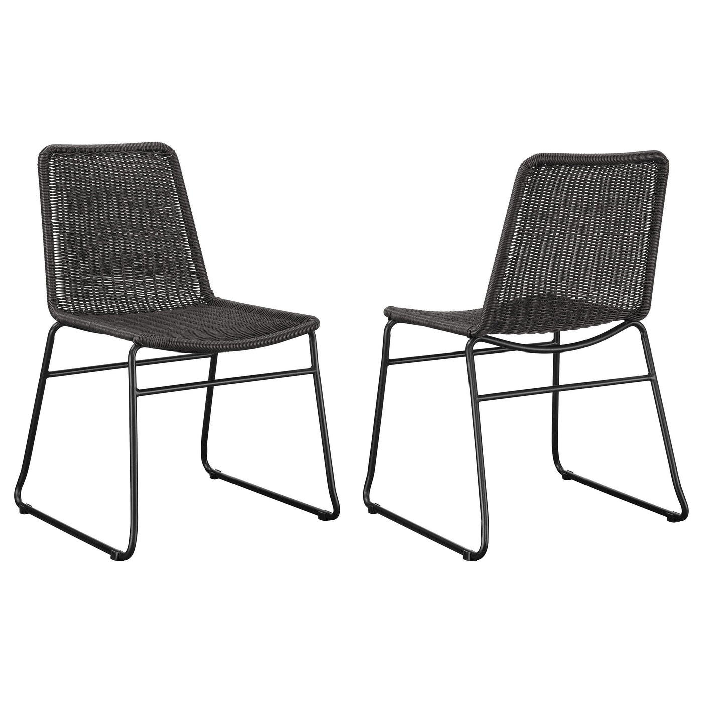 Silla de comedor Dacy de metal y ratán sintético marrón (juego de 2)