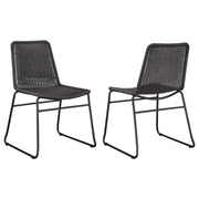 Silla de comedor Dacy de metal y ratán sintético marrón (juego de 2)