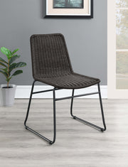 Silla de comedor Dacy de metal y ratán sintético marrón (juego de 2)