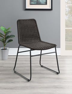 Silla de comedor Dacy de metal y ratán sintético marrón (juego de 2)