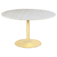 Juego de comedor Kella con encimera redonda de mármol blanco y dorado