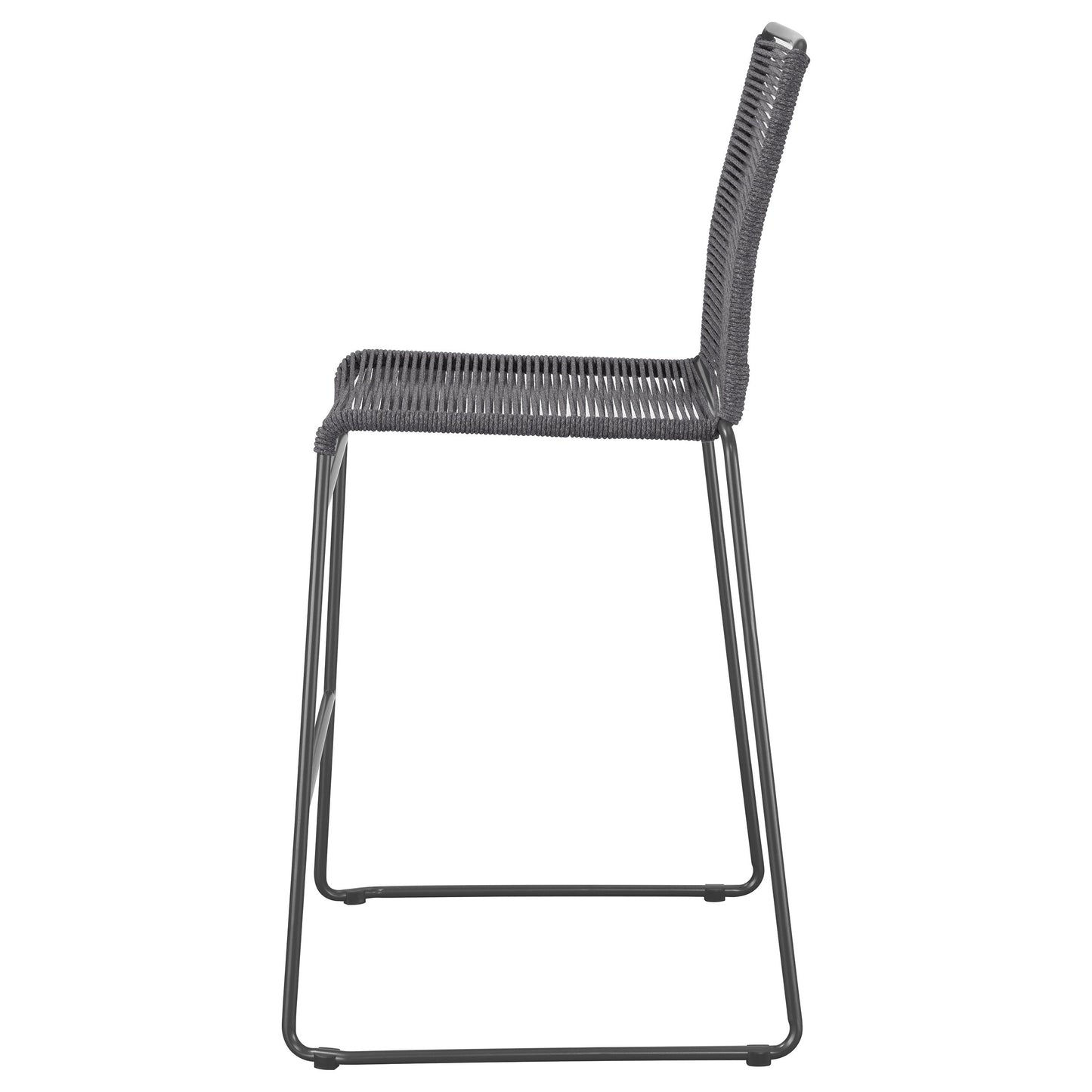 Silla de bar de metal Jerome con cuerda tejida, color carbón (juego de 2)