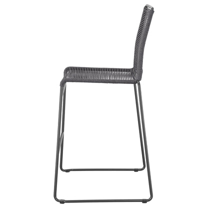 Silla de bar de metal Jerome con cuerda tejida, color carbón (juego de 2)
