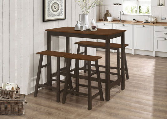 Connie Counter Height Set Chestnut and Dark Brown