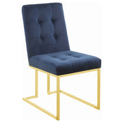 Silla de comedor tapizada en terciopelo Cisco, cromada (juego de 2)