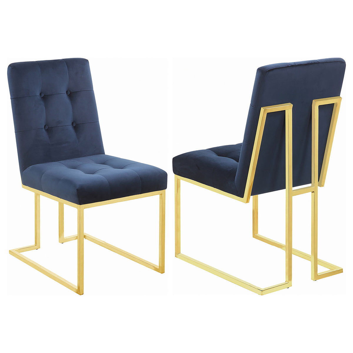 Silla de comedor tapizada en terciopelo Cisco, cromada (juego de 2)
