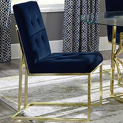 Silla de comedor tapizada en terciopelo Cisco, cromada (juego de 2)