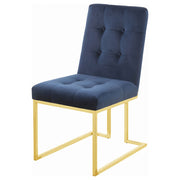 Silla de comedor tapizada en terciopelo Cisco, cromada (juego de 2)