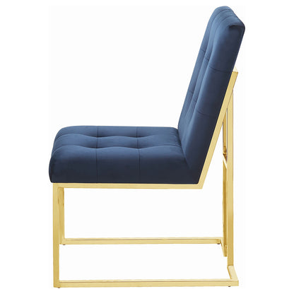 Silla de comedor tapizada en terciopelo Cisco, cromada (juego de 2)