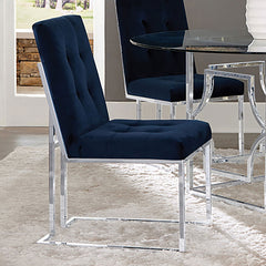 Silla de comedor tapizada en terciopelo Cisco, cromada (juego de 2)