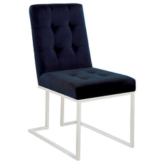 Silla de comedor tapizada en terciopelo Cisco, cromada (juego de 2)
