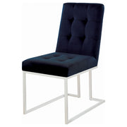 Silla de comedor tapizada en terciopelo Cisco, cromada (juego de 2)