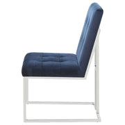 Silla de comedor tapizada en terciopelo Cisco, cromada (juego de 2)