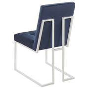 Silla de comedor tapizada en terciopelo Cisco, cromada (juego de 2)