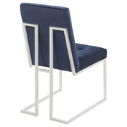 Silla de comedor tapizada en terciopelo Cisco, cromada (juego de 2)