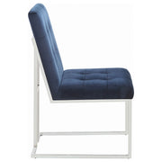 Silla de comedor tapizada en terciopelo Cisco, cromada (juego de 2)