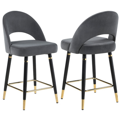 Lindsey Velvet Upholstered Counter Chair Grey (Set of 2)