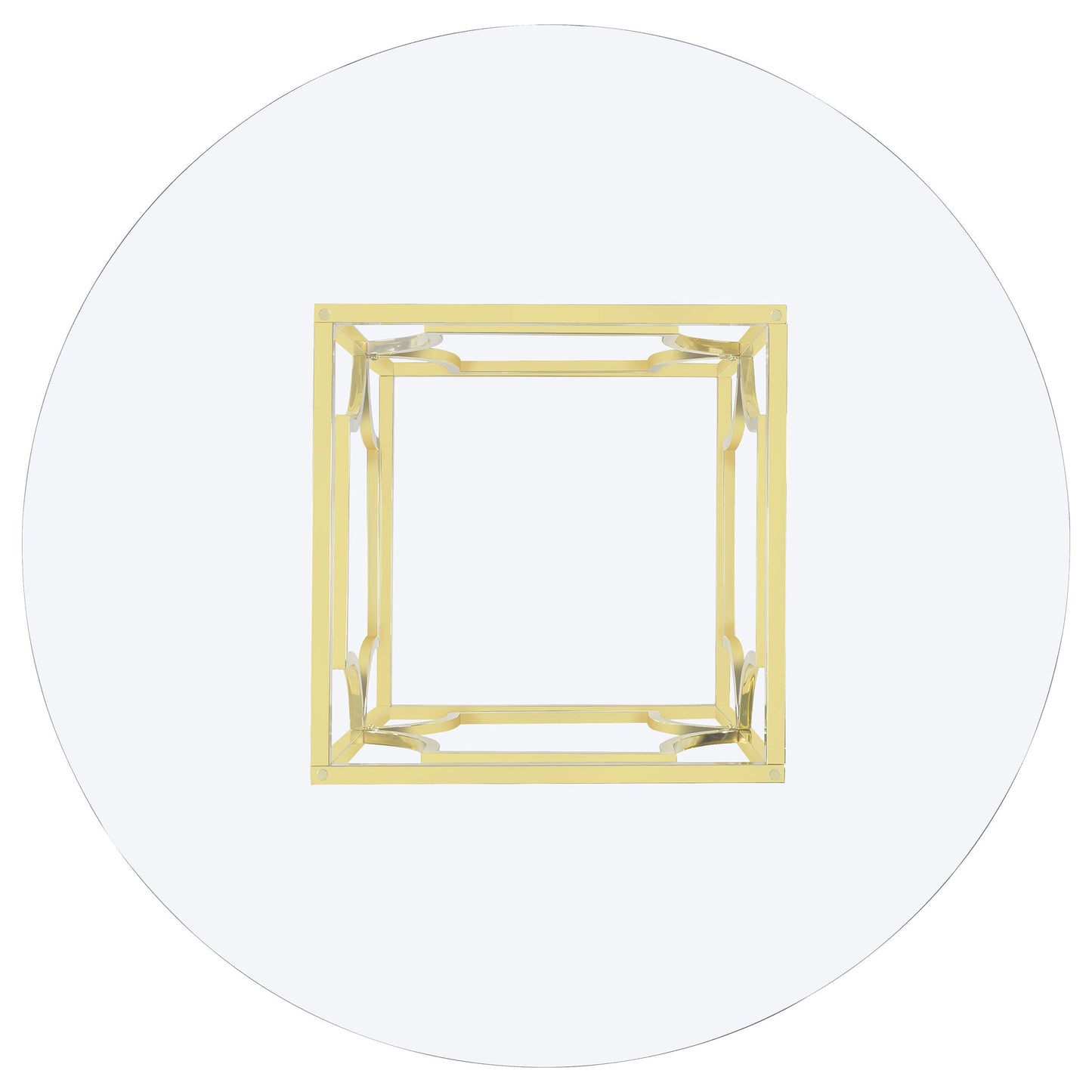 Mesa de comedor redonda Starlight de 54 pulgadas con tapa de vidrio y metal, color latón