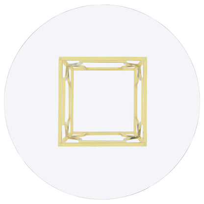 Mesa de comedor redonda Starlight de 54 pulgadas con tapa de vidrio y metal, color latón