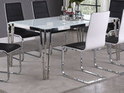 Mesa de comedor Pauline rectangular de 64 pulgadas con tapa de vidrio cromada