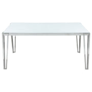 Mesa de comedor Pauline rectangular de 64 pulgadas con tapa de vidrio cromada