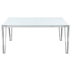 Mesa de comedor Pauline rectangular de 64 pulgadas con tapa de vidrio cromada