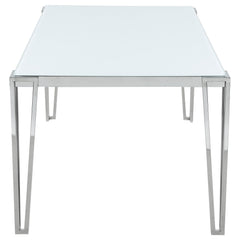 Mesa de comedor Pauline rectangular de 64 pulgadas con tapa de vidrio cromada