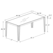 Mesa de comedor Pauline rectangular de 64 pulgadas con tapa de vidrio cromada