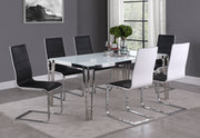 Mesa de comedor Pauline rectangular de 64 pulgadas con tapa de vidrio cromada