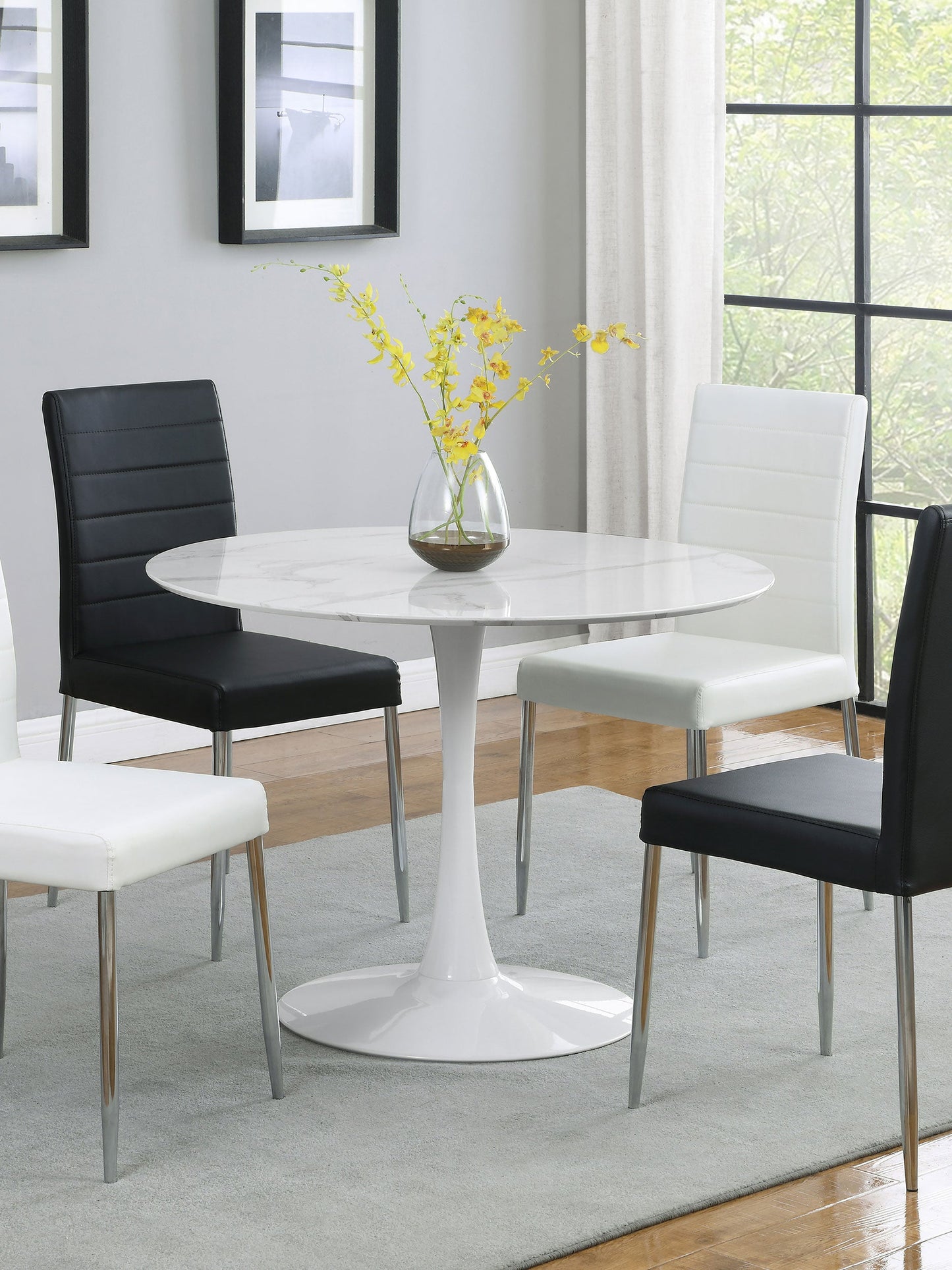 Arkell Round 30-inch Faux Marble Top Dining Table White