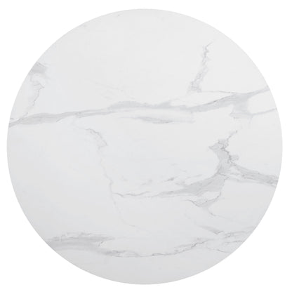Arkell Round 30-inch Faux Marble Top Dining Table White