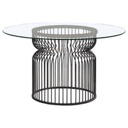 Mesa de comedor redonda de metal con tapa de vidrio Granvia de 54 pulgadas en color bronce