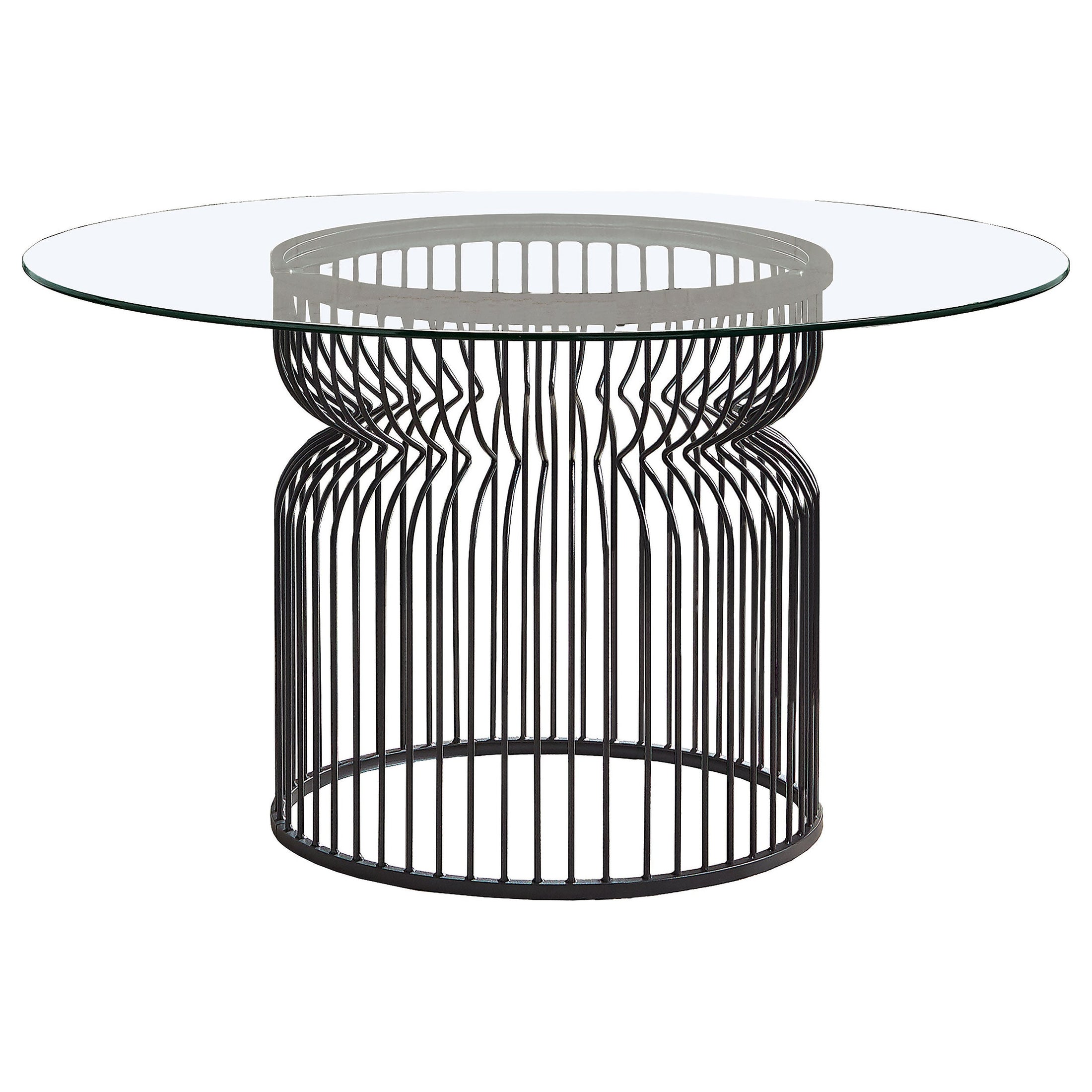 Mesa de comedor redonda de metal con tapa de vidrio Granvia de 54 pulgadas en color bronce