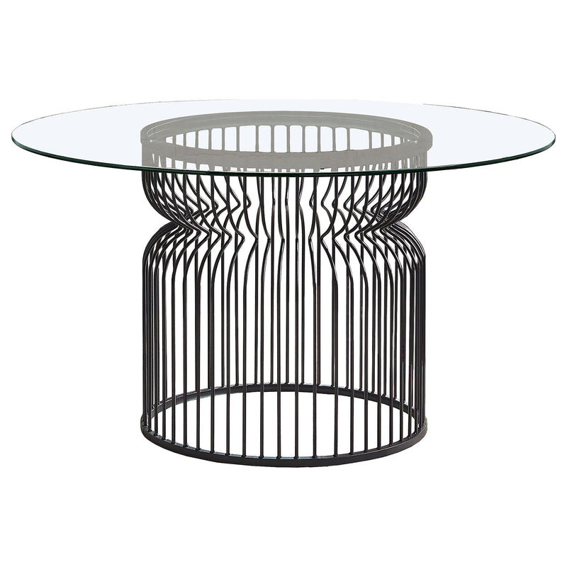 Mesa de comedor redonda de metal con tapa de vidrio Granvia de 54 pulgadas en color bronce
