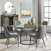 Mesa de comedor redonda de metal con tapa de vidrio Granvia de 54 pulgadas en color bronce