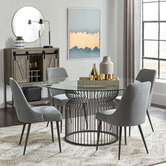 Mesa de comedor redonda de metal con tapa de vidrio Granvia de 54 pulgadas en color bronce