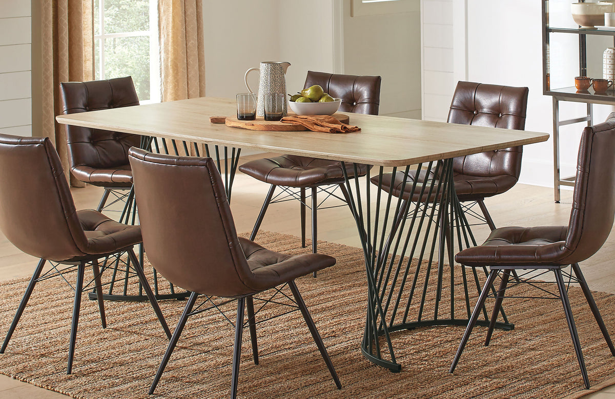 Mesa de comedor Altus de 80 pulgadas de madera compuesta de roble natural