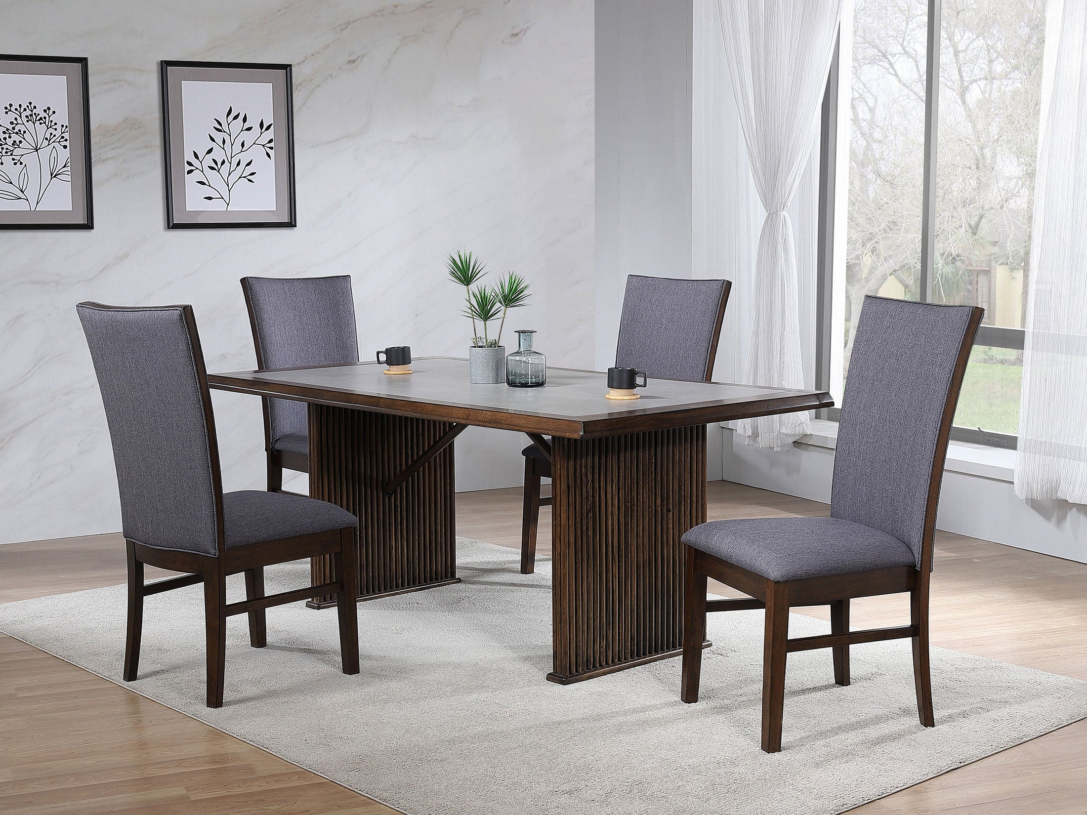 Juego de mesa de comedor rectangular Sherwood marrón