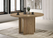 Adina 53-inch Round Wood Dining Table Distressed Light Brown